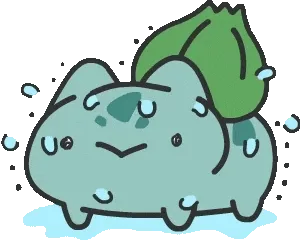 A Bulbasaur sweating profusely
